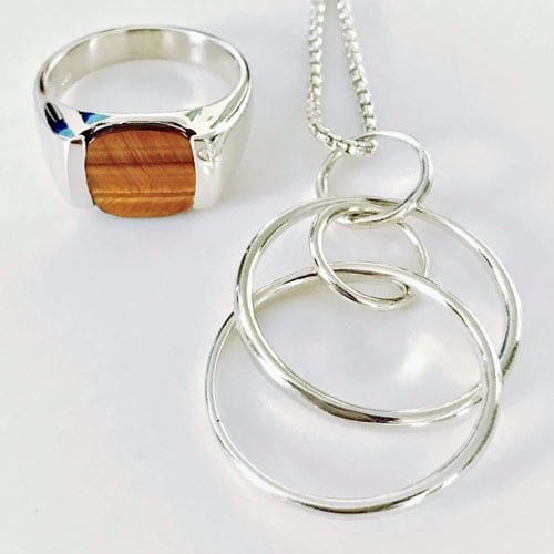 Hannah Daye & Company Milan ring and Saturn pendant